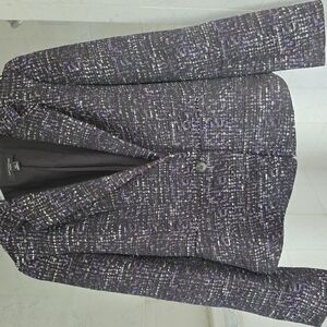 Anne Taylor 3 Piece Set (Jacket, Tank, Skirt). Size 4. Black, Purple, Gold